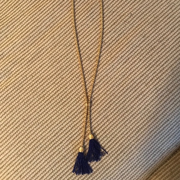 J. Crew Jewelry - J Crew necklace with blue beaded tassels